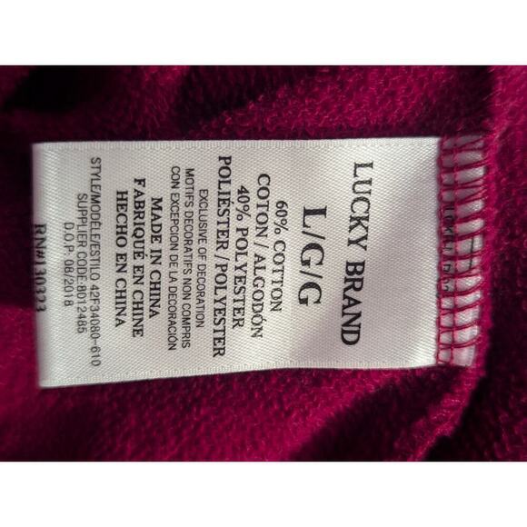 Lucky Brand Sweatshirt Ruffle Pink Black Embroidered Girl's Size Large Cute - Picture 9 of 12